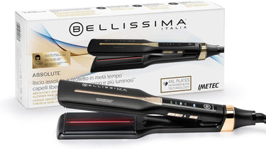 Bellissima Absolute Plancha Flexible de Infrarrojos, 4 Elementos Calefactores, Revestimiento de Cerámica y Queratina, 4 Temperaturas, Diseño Redondeado, Calentamiento Rápido, Bolsa de Belleza